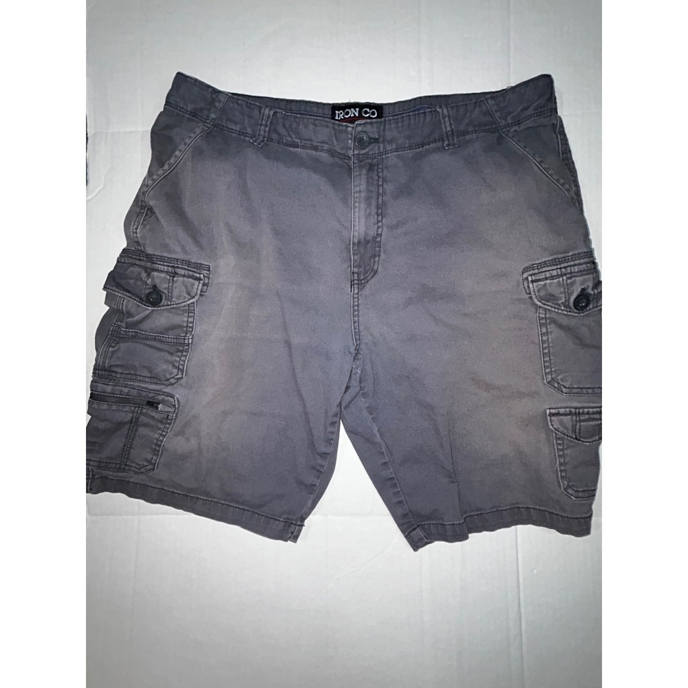 Iron Co Mens Cargo‎ Shorts Size 38 Blue Grey Cotton Stretch Utility Multi Pocket